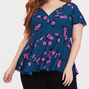 torrid Floral Flutter Sleeve Georgette Blouse 3X